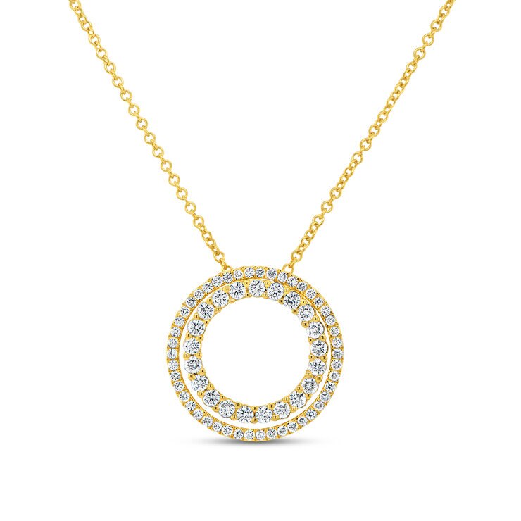 0.74ctw, Collar de Diamantes, Corte Redondo, Oro Amarillo de 14K — Imagen 3 de 4