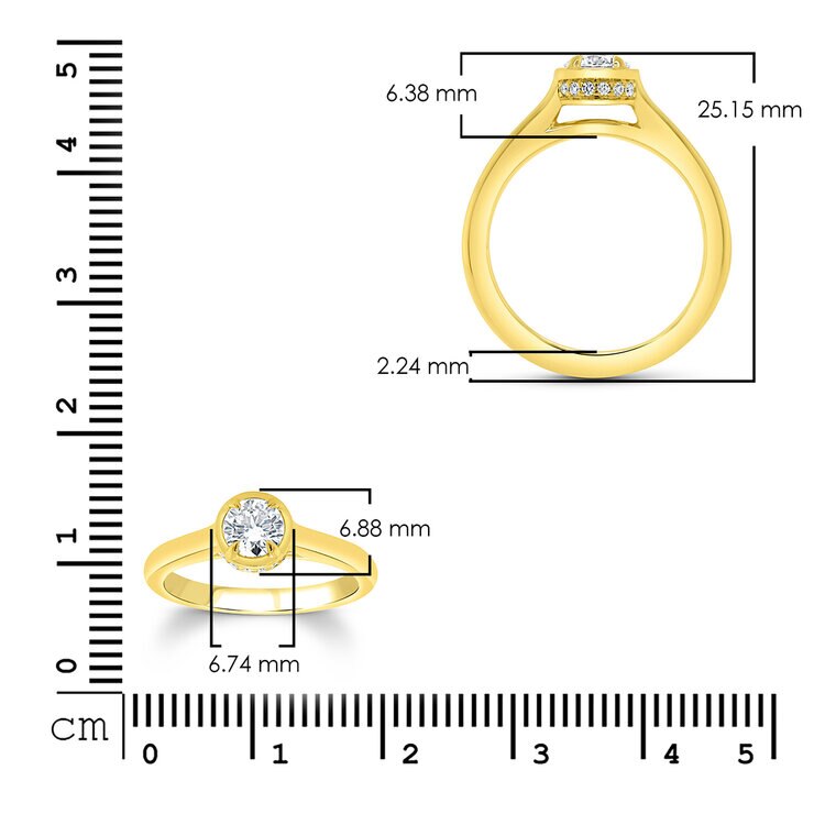 Anillo, 0.56ctw Diamantes, Oro Amarillo de 14K — Imagen 3 de 4