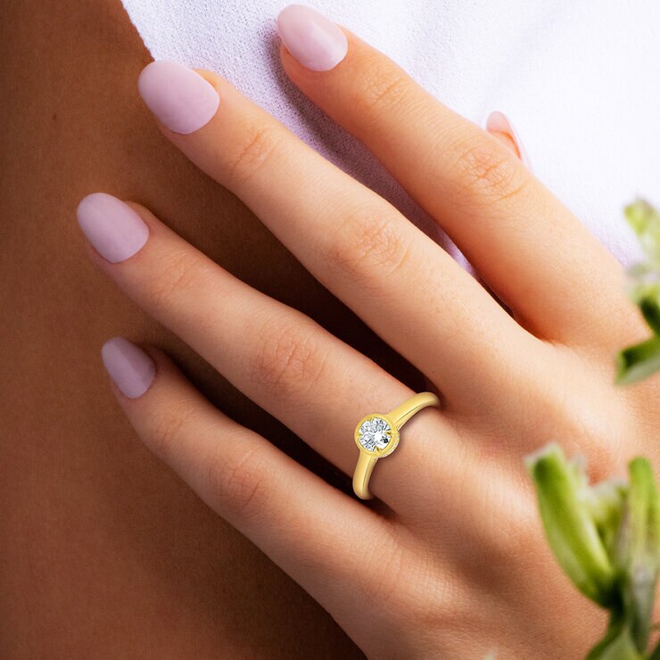 Anillo, 0.56ctw Diamantes, Oro Amarillo de 14K — Imagen 4 de 4