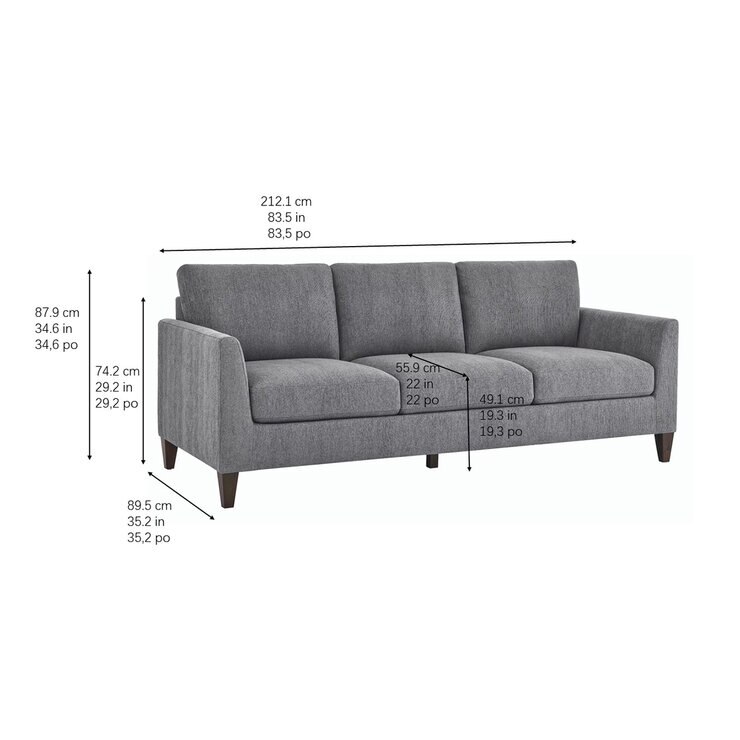 Living Style, Sofá de Tela, 3 Plazas, Gris — Imagen 2 de 4