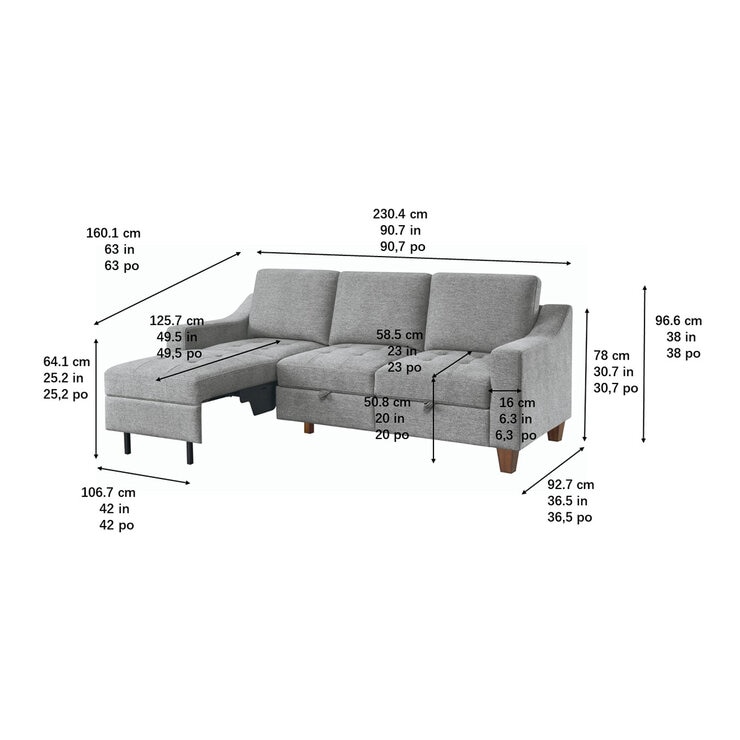 Thomasville, Sofá de tela con Almacenamiento con Chaise Extraible — Imagen 4 de 4