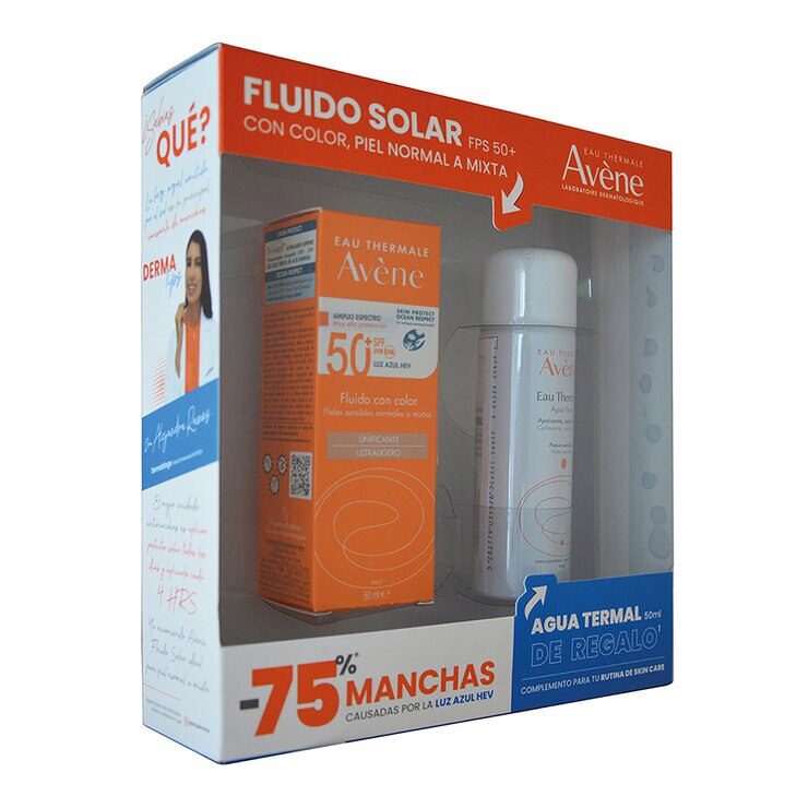 Avene Kit Protector Solar Fluido con Color FPS 50+ 50 ml + Agua Termal 50ml — Imagen 2 de 3