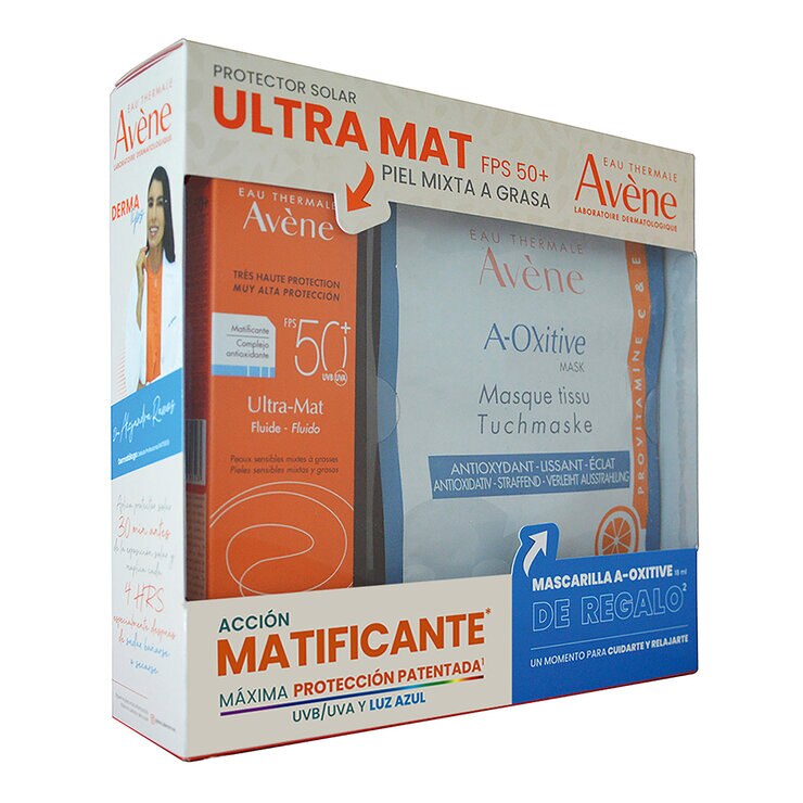 Avene Kit Protector Solar Ultra Mat FPS 50+ 50 ml + Mascarilla A-Oxitive — Imagen 3 de 3