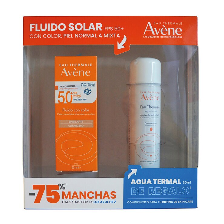 Avene Kit Protector Solar Fluido con Color FPS 50+ 50 ml + Agua Termal 50ml — Imagen 1 de 3