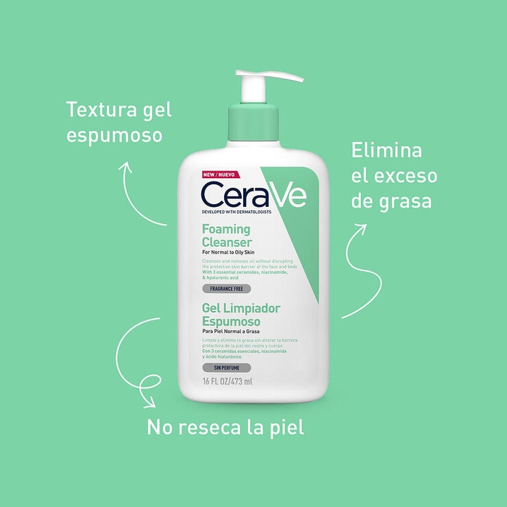 CeraVe Gel Limpiador Espumoso 473 ml — Imagen 2 de 3