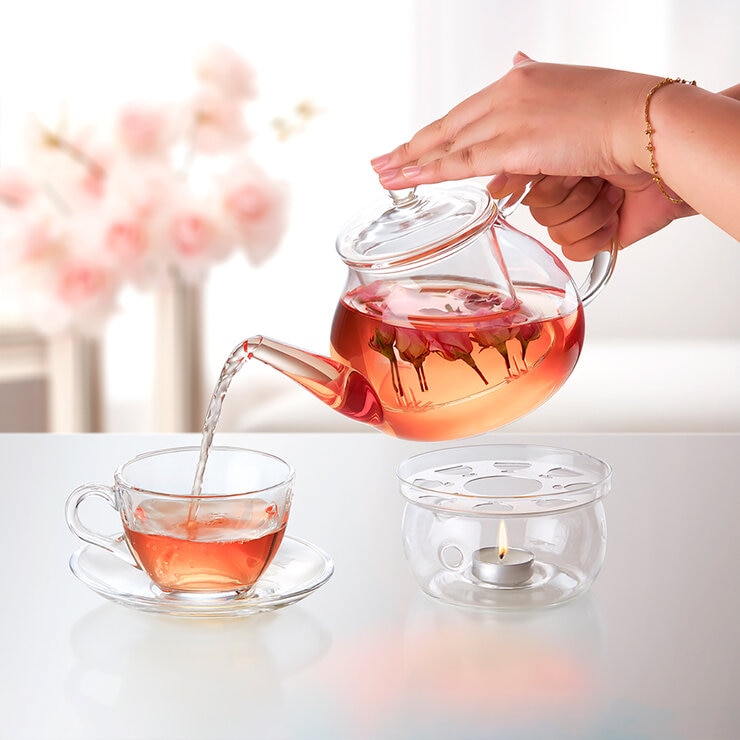 King Crystal Juego de Té de Vidrio — Imagen 3 de 4
