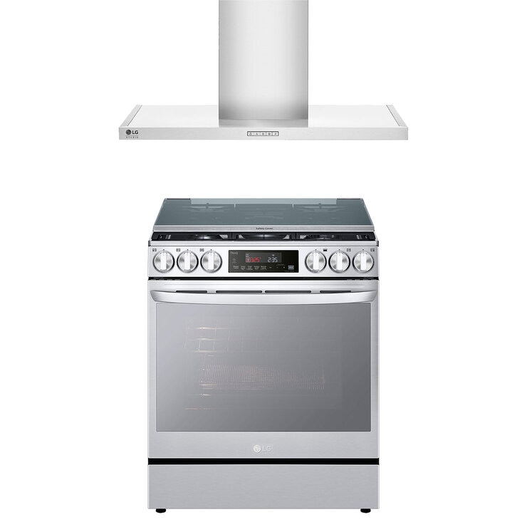 Combo Estufa De Piso a Gas LG LRGL5847S Con Campana Extractora Hez3605S — Imagen 1 de 4