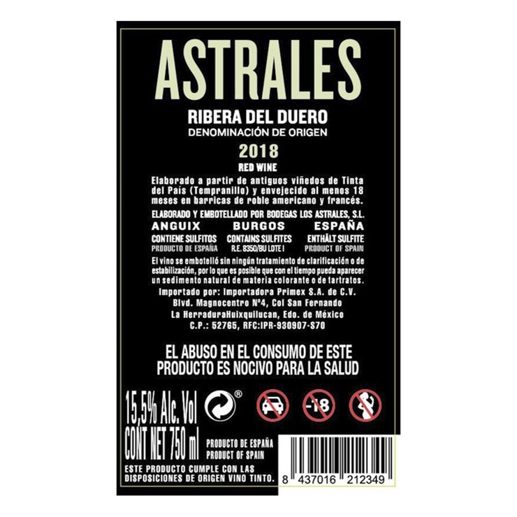 Vino Tinto Astrales 750 ml — Imagen 2 de 2