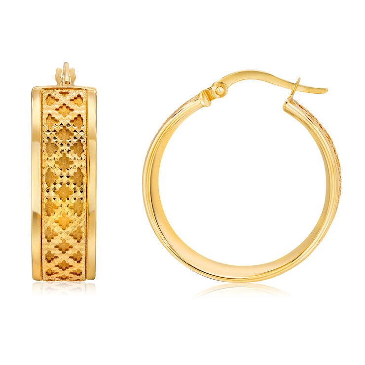 Arracadas Texturadas de Oro Amarillo de 14k — Imagen 2 de 4