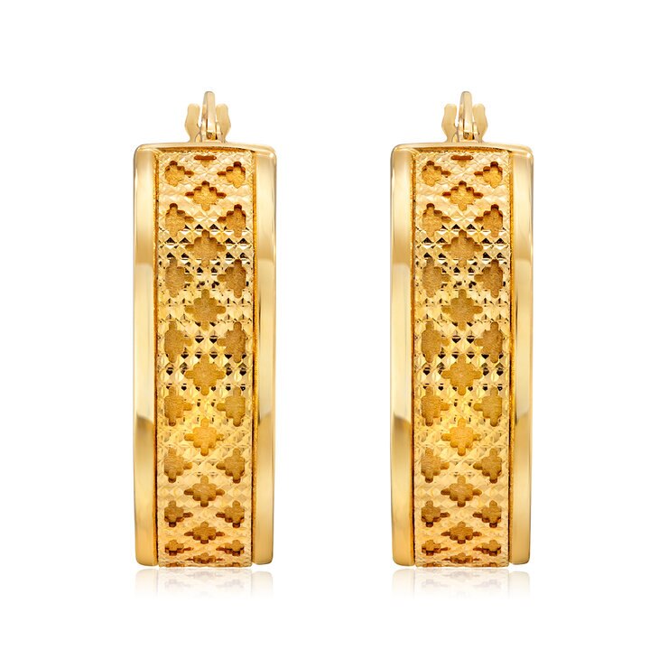 Arracadas Texturadas de Oro Amarillo de 14k — Imagen 3 de 4