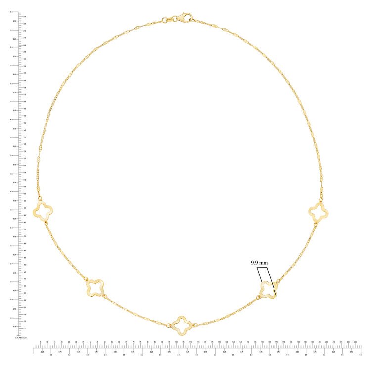 Collar de Tréboles de 4 hojas, Oro Amarillo de 14K — Imagen 2 de 4