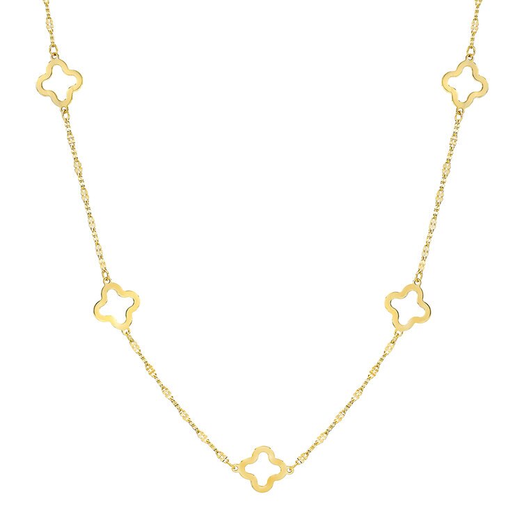 Collar de Tréboles de 4 hojas, Oro Amarillo de 14K — Imagen 1 de 4