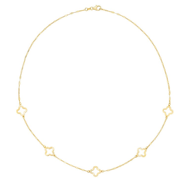 Collar de Tréboles de 4 hojas, Oro Amarillo de 14K — Imagen 4 de 4