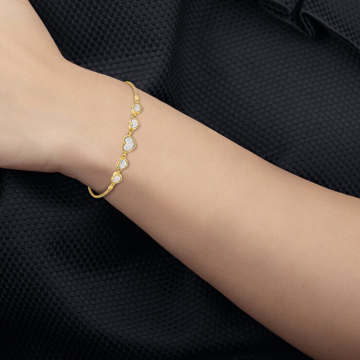 Pulsera tipo Bolo, Oro Italiano Dos Tonos de 14K — Imagen 2 de 4