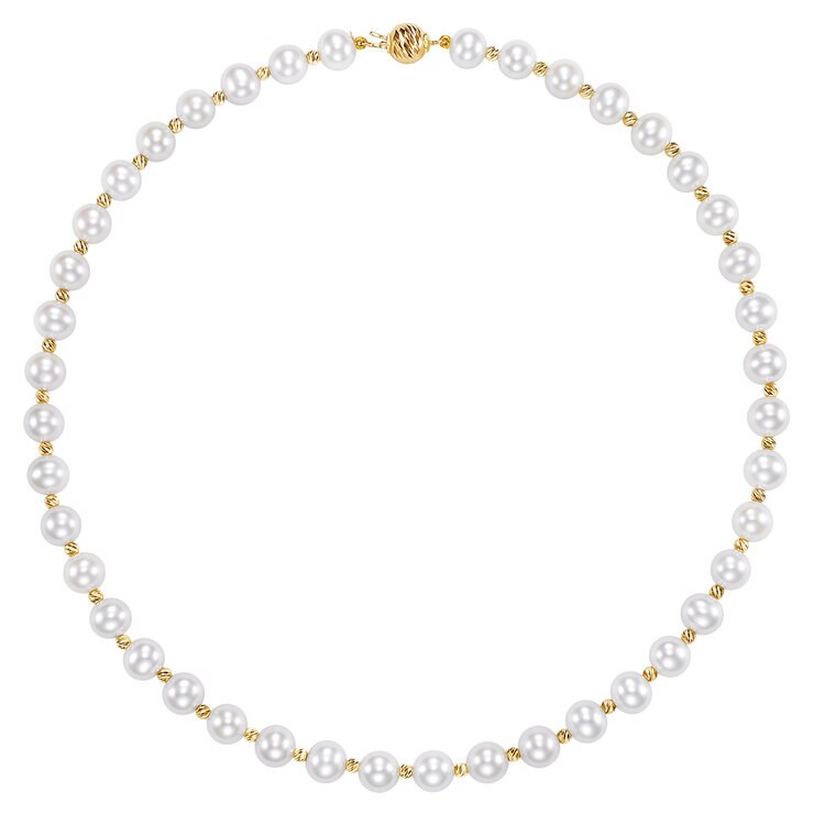 Collar de Perlas, 8-8.5mm, Oro Amarillo de 14K — Imagen 2 de 2