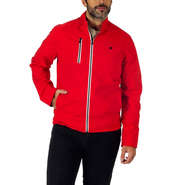 Perry Ellis, Chamarra Color Rojo con Cuello Mao para Caballero