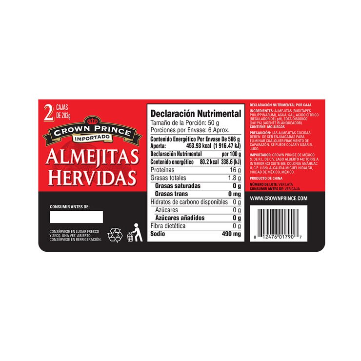 Crown Prince Almejitas 785 gr — Imagen 2 de 3