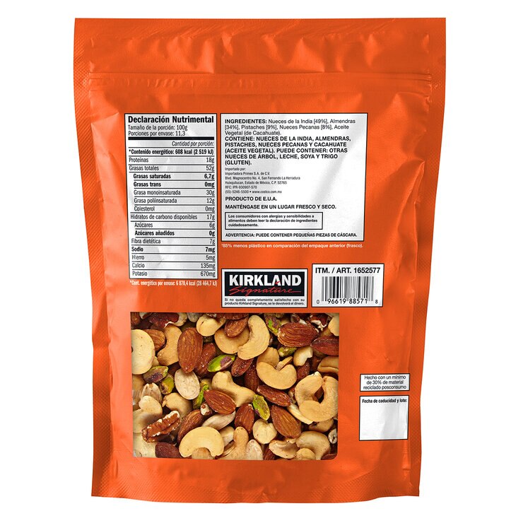 Kirkland Signature Nueces Mixtas Sin Sal 1.13 kg — Imagen 2 de 2
