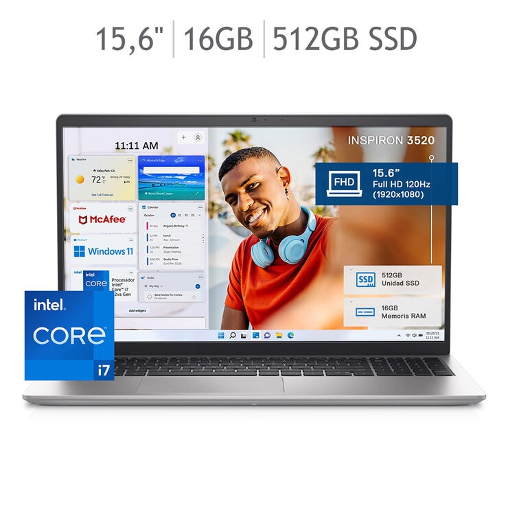 DELL Inspiron 3520 Laptop 15.6" Full HD Intel Core i7 16GB 512GB SSD — Imagen 1 de 4