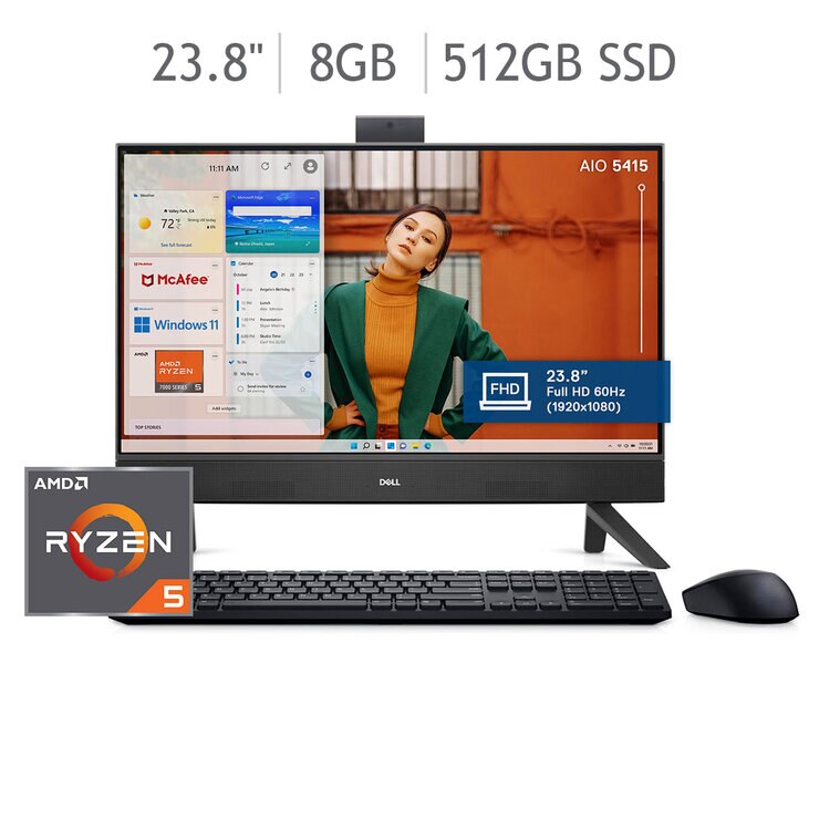 DELL All-In-One Inspiron 5415 Desktop 23.8" Full HD AMD Ryzen 5 8GB 512GB SSD — Imagen 1 de 4