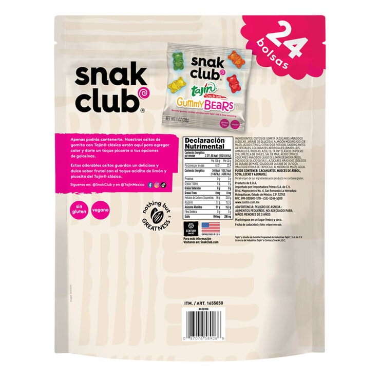 Snak Club Ositos de Gomita con Tajín 24 pzas de 28 g — Imagen 2 de 2