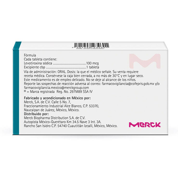 Eutirox 100 mcg.  50 Tabletas — Imagen 4 de 4