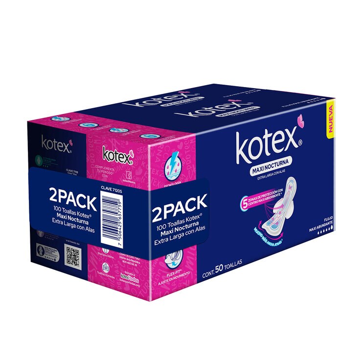 Kotex Maxi Nocturna Toallas Femeninas 100 pzas  — Imagen 3 de 3