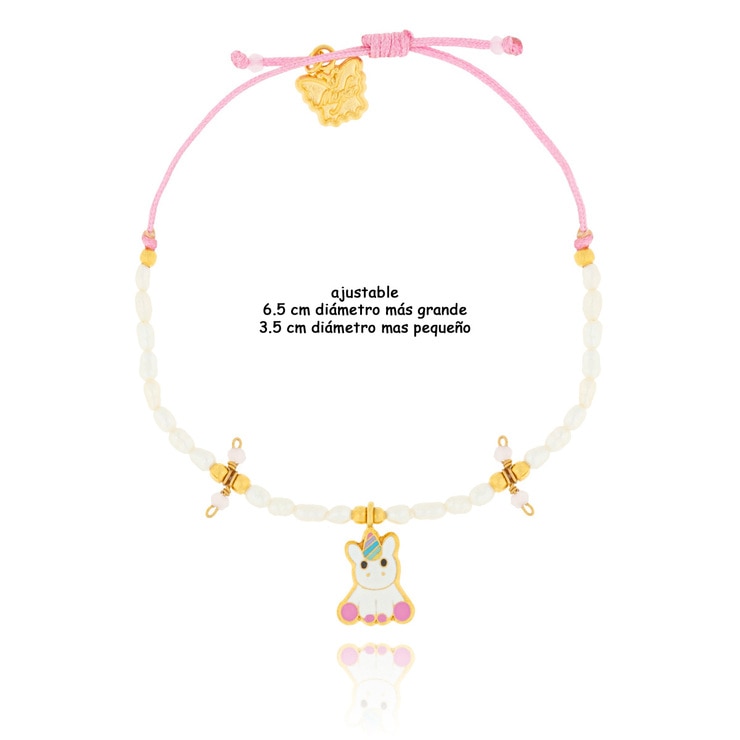 Juego de Collar  y Pulsera de Hilo con Perla de Río, Figura de Unicornio, para Niña — Imagen 3 de 4