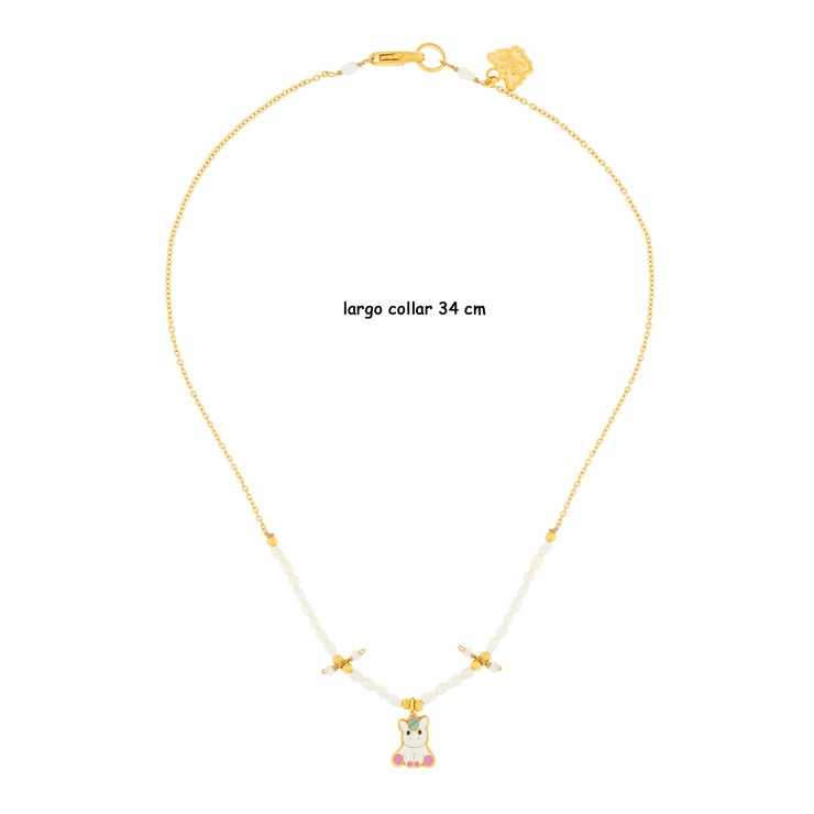 Juego de Collar, Aretes y Anillo con Perlas de Río,  Figura de Unicornio, para Niña — Imagen 3 de 4