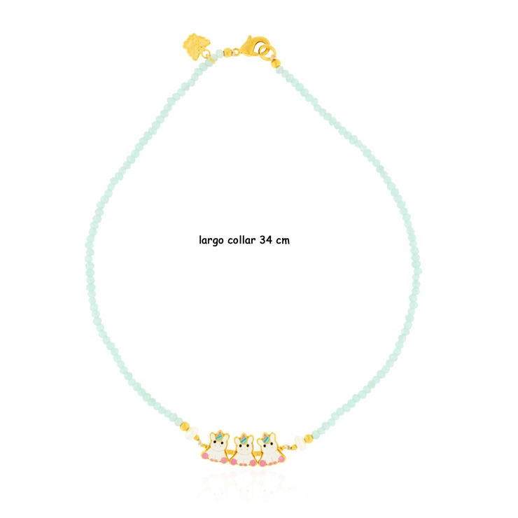 Juego de Collar con Cristal Verde y Anillo, Figura de Unicornio para Niña — Imagen 3 de 4