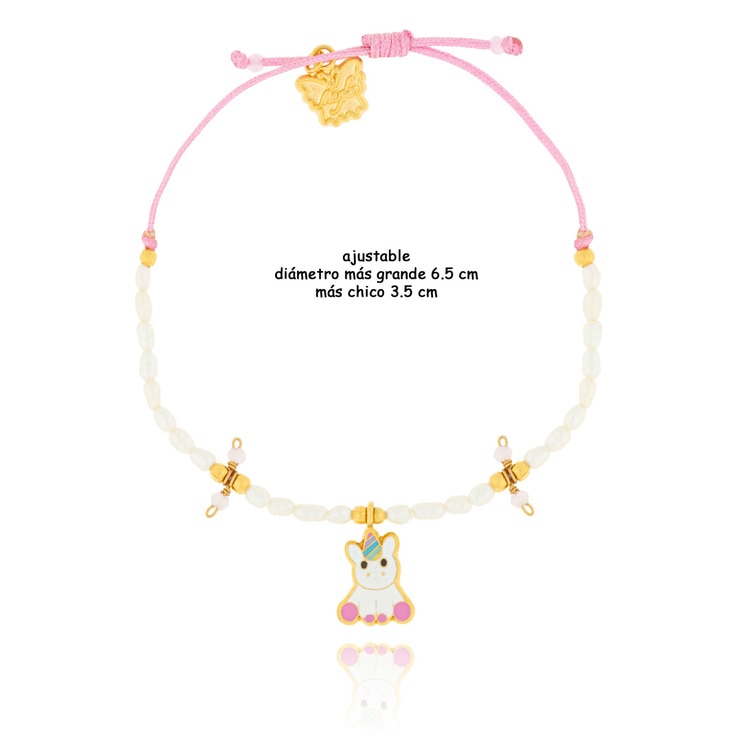 Juego de Pulsera, Aretes y Anillo con Perlas de Río, Figura de Unicornio, para Niña — Imagen 3 de 4
