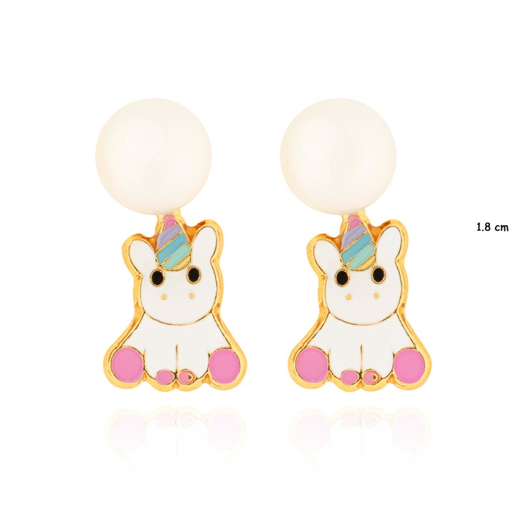 Juego de Pulsera, Aretes y Anillo con Perlas de Río, Figura de Unicornio, para Niña — Imagen 4 de 4