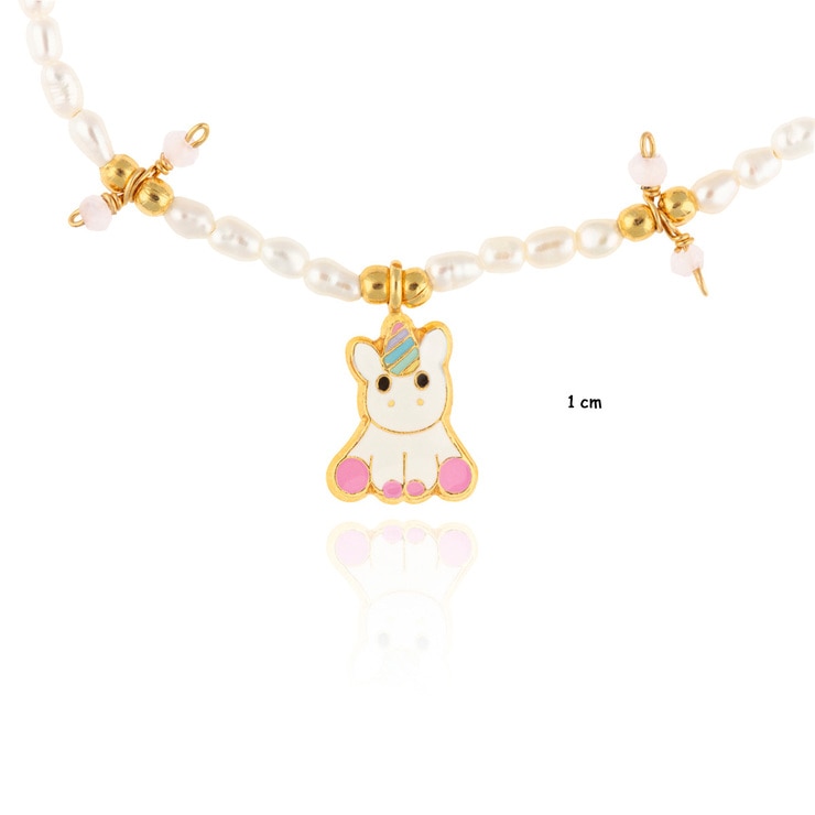 Juego de Aretes y Collar con Perlas de Río, Figura de Unicornio, para Niña — Imagen 3 de 4