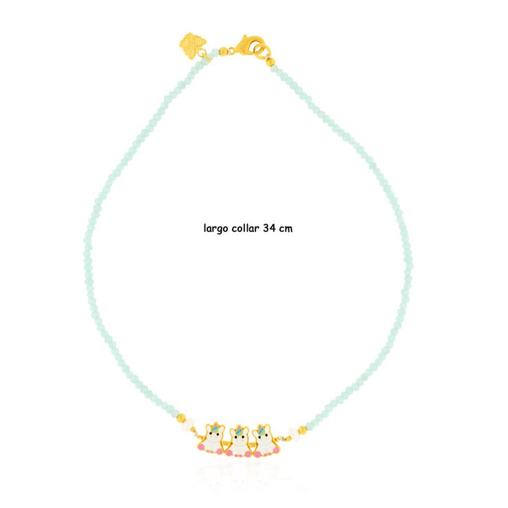 Juego de Collar con Cristal Verde, Aretes y Anillo, con Figura de Unicornio, para Niña — Imagen 3 de 4