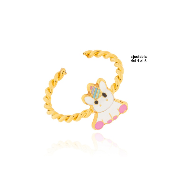 Juego de Aretes y Anillo Ajustable, Figura Unicornio, Para Niña — Imagen 2 de 3