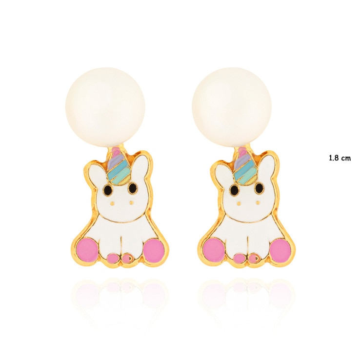 Juego de Aretes y Collar con Perlas de Río, Figura de Unicornio, para Niña — Imagen 4 de 4