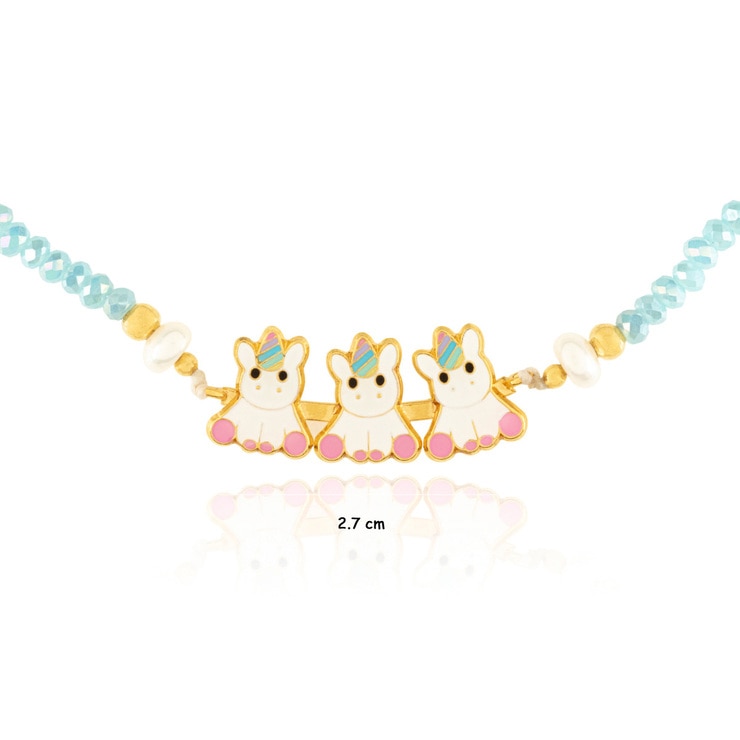 Juego de Collar con Cristal Verde y Anillo, Figura de Unicornio para Niña — Imagen 4 de 4