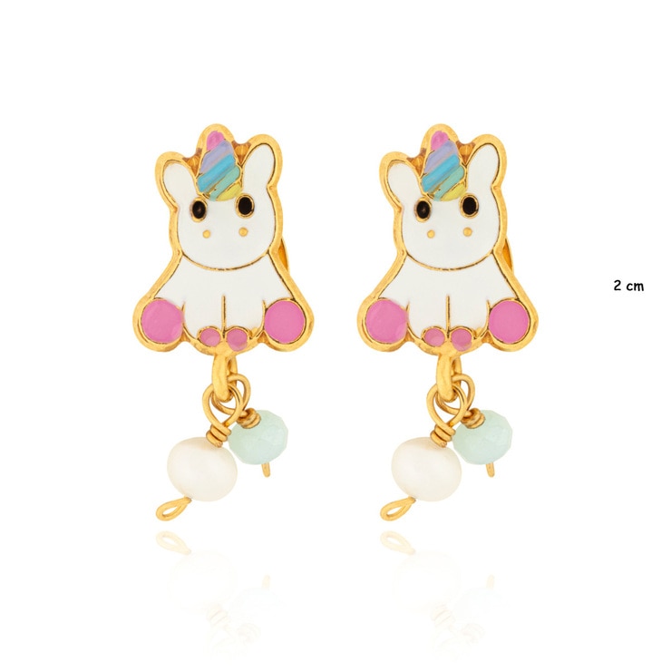 Juego de Aretes y Anillo Ajustable, Figura Unicornio, Para Niña — Imagen 3 de 3