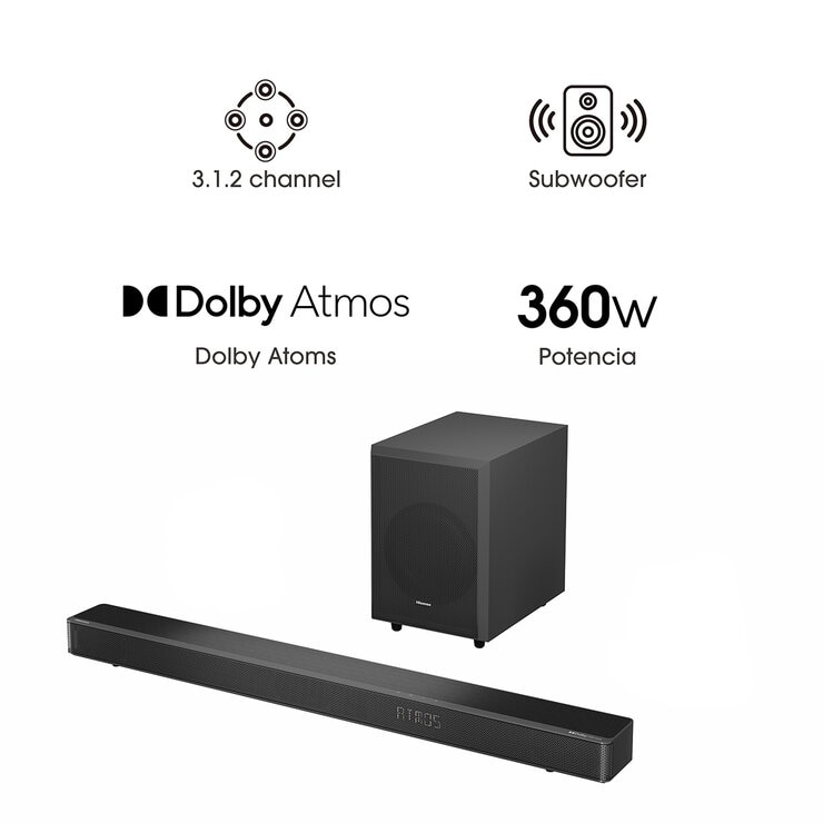Hisense Barra de Sonido 3.1.2 Canales 360W — Imagen 3 de 4