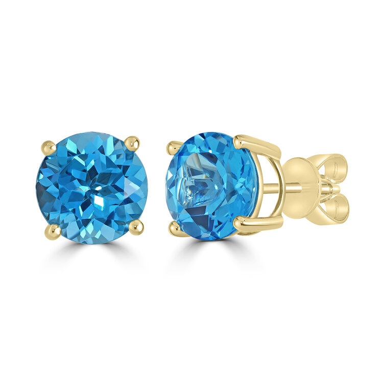 Aretes de Topacio Azul, Oro Blanco de 14kt — Imagen 1 de 3