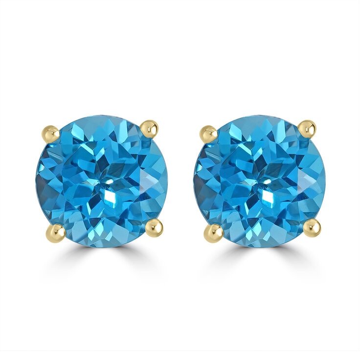 Aretes de Topacio Azul, Oro Blanco de 14kt — Imagen 3 de 3