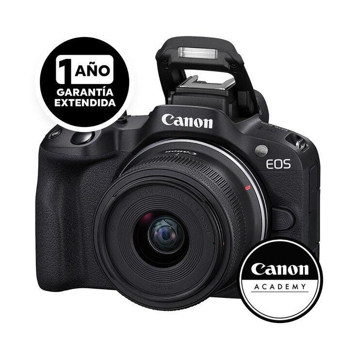 Canon EOS R50 RF-S 18-45mm F4.5-6.3 IS STM + Curso Linero ABC de Vlogger + Garantía extendida — Imagen 1 de 3