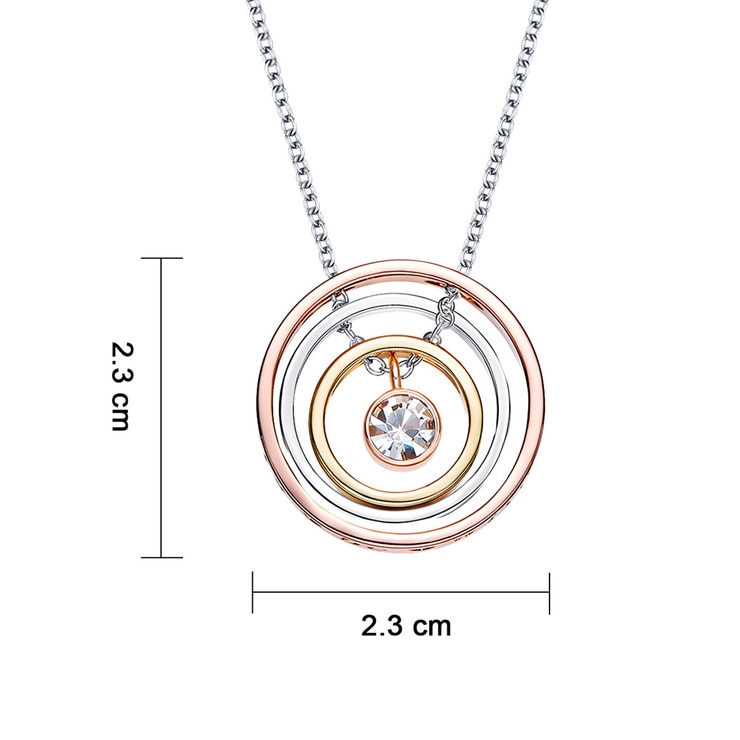 Mayfer, Dije con Tres Aros, Grabado Cada Uno, Decorado con Cristal Austríaco — Imagen 1 de 3