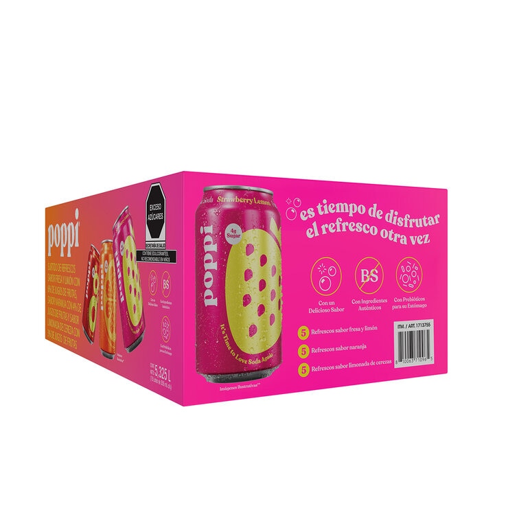 Poppi Soda con Prebióticos 15 pzs de 355 ml — Imagen 2 de 3