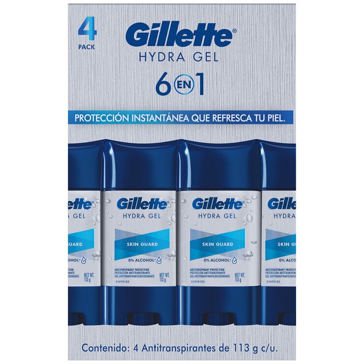 Gillette Antitranspirante en Gel Hydra Gel Invisible 6 en 1 Skin Guard 4 pzas de 113 g — Imagen 1 de 2