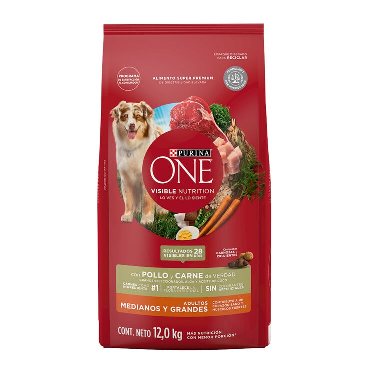 Purina One Alimento para Perro Adulto con Pollo y Carne 12 kg — Imagen 1 de 4