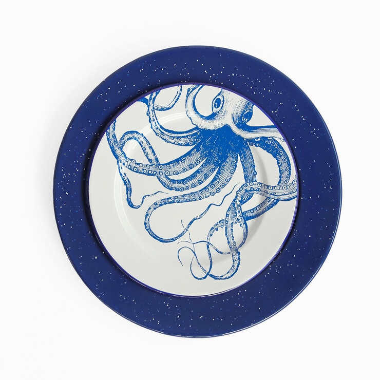 Vajilla Marino, Azul Cobalto/Blanco, con Diseño, 12 piezas — Imagen 3 de 4