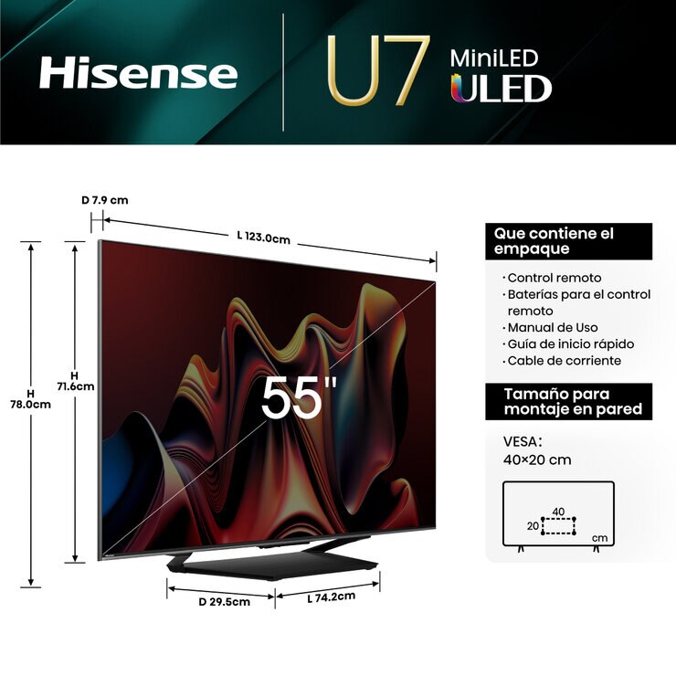 Hisense Pantalla 55" ULED Miniled 4K Google TV — Imagen 3 de 4