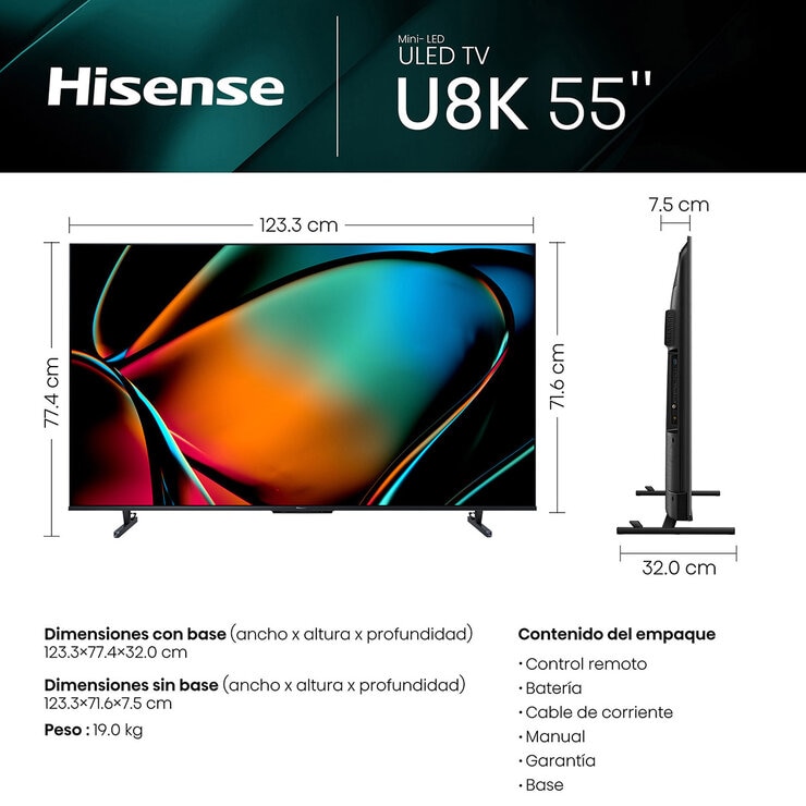 Hisense Pantalla 55" ULED Miniled 4K Android TV — Imagen 2 de 4