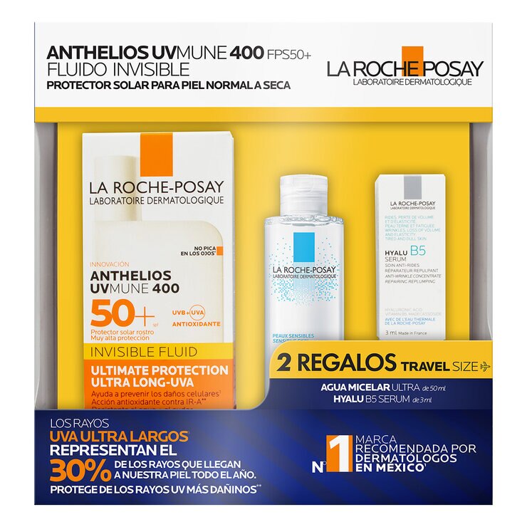 La Roche-Posay Pack Anthelios UV Mune 400 50 ml + Agua Micelar 50 ml + Hyalu B5 Serum 3 ml — Imagen 1 de 3